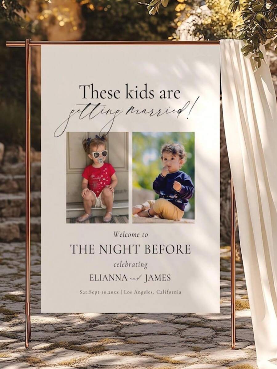 Elegant Wedding Photo Welcome Sign Template, Welcome Board, Wedding Photo Collage, Modern Welcome Sign, Printable Wedding Reception Poster - Multicolor - View 1