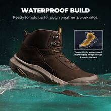 Composite Toe Boots For Men – Waterproof Lightweight Non-Slip ASTM F2412-24 & ASTM F2913-24 SWork Boots For Warehouse & Construction, VaporGuard-Nano - nâu sẫm - Xem 6