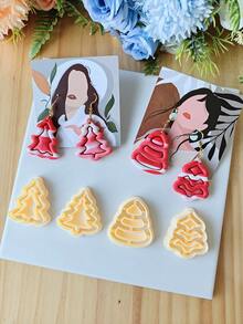 1 pieza Cortador de arcilla polimérica con diseño diferente de árbol de Navidad, molde de corte de arcilla navideña, herramienta de cerámica suave DIY, kit de fabricación de joyas de arcilla polimérica para pendientes, adornos navideños y manualidades festivas, suministros para manualidades
