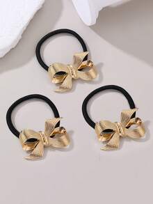 1 Stück/3 Stücke Damen Metall Luxus Schleife Haarschmuck Haargummis, geeignet für Sommer Strandurlaub passende Haargummis Haargummis Haargummis Haargummis, goldenes Haarstück, Haargummis, Geschenke Haarschmuck Gummibänder - Gold - Übersicht 6