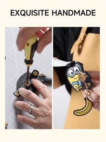 Niedlicher Minions-Taschenanhänger aus Leder, Cartoon-Charm, Handtaschenanhänger, Taschenanhänger, Zubehör für Handtasche, Rucksack