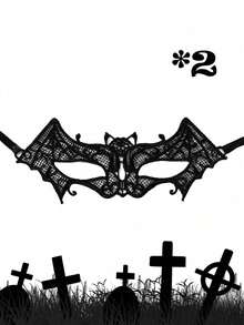 2 个性感黑色蕾丝眼罩、万圣节服装派对面具化妆舞会道具、万圣节派对用品、派对道具、万圣节气氛用品、恶搞装扮装饰、合身、装扮舞会、面具派对 - 彩色 - 查看 12