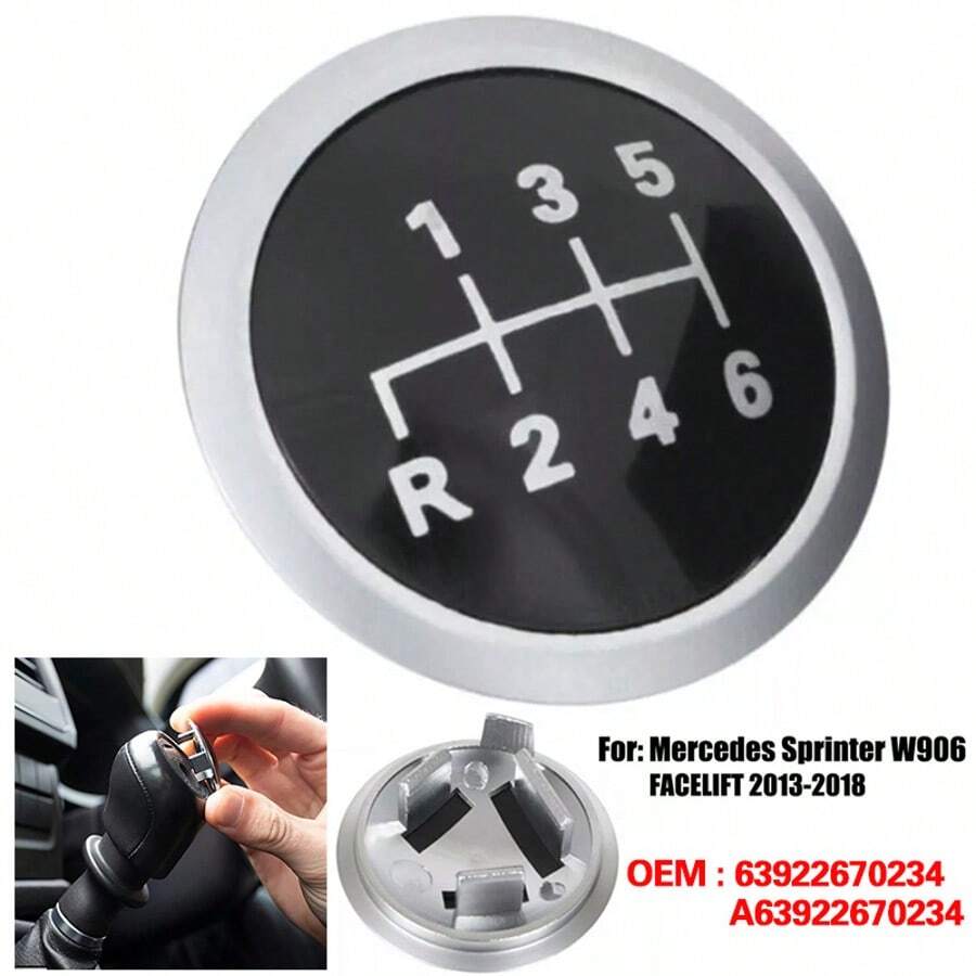 6 Speed Gear Shift Knob Stick Badge Cap Cover For Mercedes Sprinter 2013-2018 - Black - View 1
