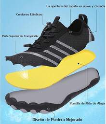 Escarpines para Hombre Zapatos de Agua Zapatos de Deportes Acuáticos Exterior Zapatos de Playa Zapatillas Minimalistas Verano Secado Rápido Antideslizante Interior - Negro Blanco-A100 - Ver 3