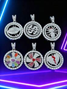 1 mặt dây chuyền xoay thời trang với dây chuyền bện 22 inch, phụ kiện trang sức mặt dây chuyền xoay cá nhân hóa dành cho nam giới, thích hợp để đeo hàng ngày - Dây chuyền mặt xoay - Xem 3