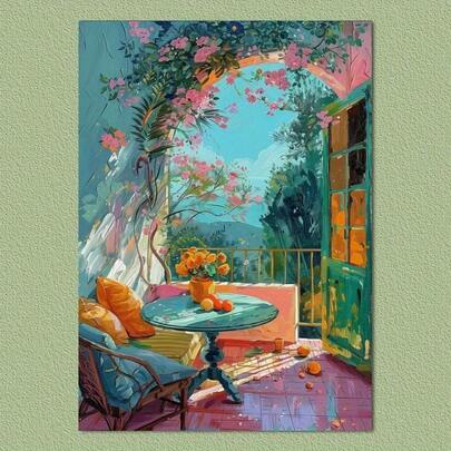 1 Stück Raumdekor Leinwandkunst - Rosen auf der Fensterbank Poster für Heimdekoration - perfekt für Wohnzimmer, Schlafzimmer, Küche, Büro, Café - ideales Geschenk und Dekoration ohne Rahmen 50x70cm/19,68x27,55 Zoll