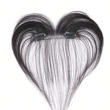 女士真人发夹式刘海和鬓角接发 - 自然造型直发接发，带安全夹，方便佩戴，打造自然发际线和鬓角，增强发际线，打造时尚假发 - 彩色 - 查看 3