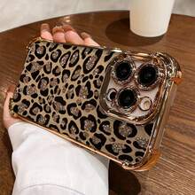 Compatible con  mode de la serie Compatible con iPhone 17 16 15 14 13 12 11 Pro Max, Funda de teléfono con patrón de diseño de moda, Protección de cuatro esquinas. - Dorado - Ver 2