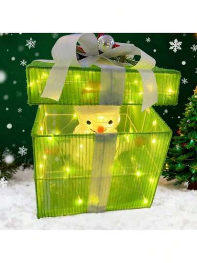 Popup Snowman Gift Box Christmas Decoration, Outdoor Indoor Holiday Display Ornament, Christmas Scene Decor Box