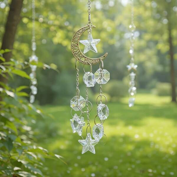 Atrapasueños de cristal encantador - Elegante campana de viento de cristal brillante para decoración de dormitorio y sala de estar | Colgante de interior de coche, decoración de colgante de ventana para el hogar, jardín y porche