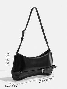 Bolsa Transversal Preta Minimalista, Bolsa Pequena Versátil Feminina, Bolsa de Ombro e Axila Y2K, Essencial para Ir e Vir e Uso Diário