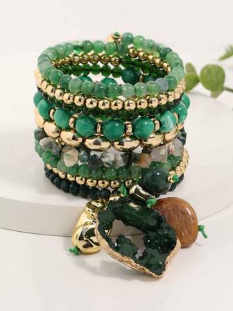 1条波西米亚风多色串珠多层手链，适合女士参加派对、晚宴、送礼、约会和日常佩戴。