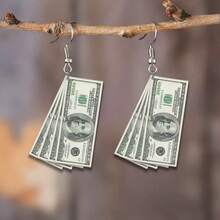 New Flat 2D Dollar Acrylic Earrings, Fashionable And Creative Holiday Gift Earrings. - 美元耳環 - 查看 2