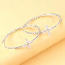 1 Đôi bông tai vòng thánh giá thời trang dành cho nữ, thích hợp để đeo hàng ngày - Bạc - Xem 9