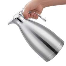 Jarra Térmica para Café 2L Cafetera Térmica Acero Inoxidable, Jarra aislada al vacío con Tapa Hermética y Asa Anti-quemadura,Apto para hogares y restaurantes - Plateado - Ver 8