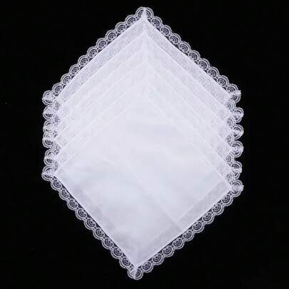 White Background Lace Handkerchief, Simple White Handkerchief, Lace Handkerchief, White Background Square Handkerchief Can Be Used For DIY Painting And Graffiti, Suitable For Reward Gifts, Festivals, Kindergarten Parties
