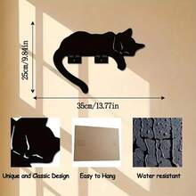 1 件装饰性金属猫剪影栅栏顶饰 - 黑色睡猫花园艺术 - 适用于花园/庭院 - 送给猫爱好者的礼物 - 铁制动物装饰 - 适用于家庭和花园的金属艺术品 - 灵活的铁制猫雕塑（带螺丝）适合 DIY - 黑色 - 查看 12