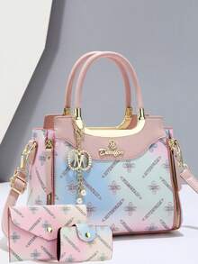 新款时尚高端印花母女包三件套女士手提包 - 彩色 - 查看 10