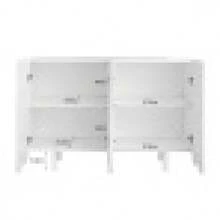 Sideboard, Teardrop-Shaped Sideboard With Molded Doors And Cushion Hinges - White + Particle Board - View 7