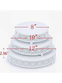 3-Piece Cake Stand Set Round Metal Cake Stands Dessert Display Cupcake Stands, Gold - 白色 - 查看 6