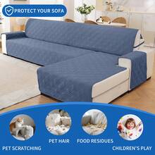 YSTYLE Single-Seater Sofa Cover With Armrests, Reversible Cat-Friendly Scratch-Resistant Couch Cover, Double-Sided Quilted Sofa Cover, Universal Sofa Cover - Gray Blue + Light Gray - View 5