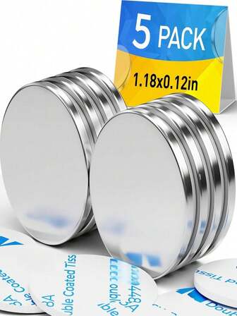 5pcs, 30x3mm Neodymium Iron Boron Super Strong Magnets - Heavy Duty Permanent Rare Earth Round Disc Magnets, Double-Sided Adhesive, Suitable For DIY Crafts, Model Building, Refrigerator Magnets, Office Supplies & Creative Projects