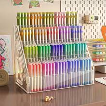 1pc Large Capacity Watercolor Pen Holder, Acrylic Compartment Pen Cup, Desk Organizer For Paintbrushes, Marker Storage Box