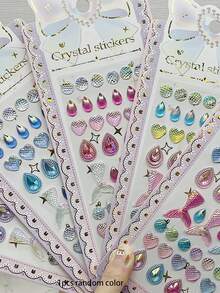 1 Stück zufällige Farbe Kristall Acryl Diamant Aufkleber für Mädchen, DIY handgefertigte dekorative Pentagramm und Pfauenform Juwel Aufkleber