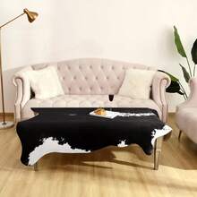 Faux Cowhide Rug, Cow Print, Rustic Western Rugs For Living Room Bedroom, Irregular Animal Skin Hides, 4.6 X 5.2ft, Anti-Skid Cool Carpets For Cowboy Cowgirl Home Decor, Khaki Brown - màu đen - Xem 5