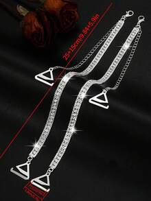 1 Pair Ladies Crystal Embellished Bra Straps Metal Adjustable Back Bra Shoulder Straps