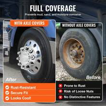 Rear Front Axle Wheel Covers, Dome Axle Cover For Semi Truck, ABS Rust-Resistant Lug Nut Covers, Universal Fit, Installation Tool Included, 2 Front And 4 Rear Axle Hub Covers Combo Kit - 13.86x3.54 Inch and 13.94x8.66 Inch - View 6