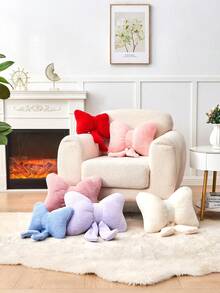 12英寸柔软仿毛皮蝴蝶结装饰抱枕，适用于床、沙发、长凳和家居装饰，是日常聚会和圣诞装饰的理想之选。 - 綠色 - 查看 5