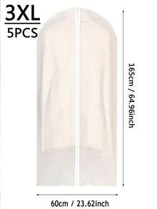 5pcs/Set Extra Large 60*140cm Travel Home Garment Storage Bags, 5 Pcs Extra Long Coat/Suit Dust Covers Foldable Semi-Transparent Clothing Organization Storage Bags, Suitable For Autumn/Winter Wardrobe - Clear - View 16