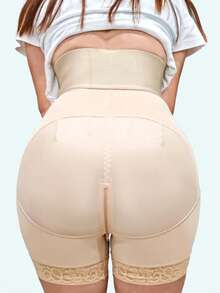 New High Waist Shapewear Shorts, Tummy Control Shaping Shorts With Zipper, Suitable For Various Occasions And Sports - Apricot - View 4