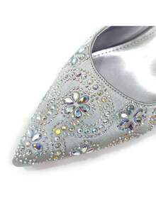 Venus Chan Fashion Silver Shoe And Bag Set For Party In Women Women Shoes And Bags To Match Set Italy Lady Rhinestone Elegant Heeled Pumps - Silver - View 4