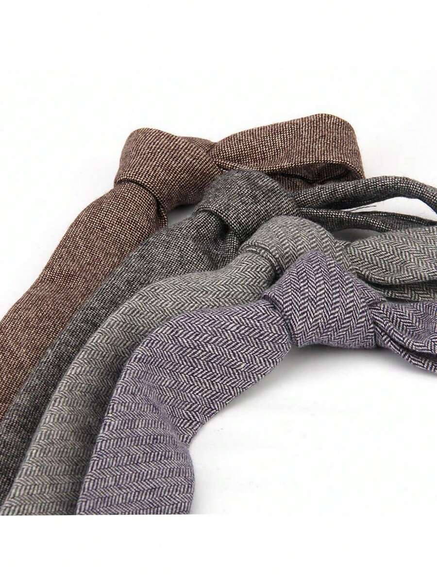 Vintage britischer Stil einfarbige Wollkrawatte, lässig-geschäftliche Schwarz- & Kaffeefarben-Krawatte, lässiges Anzug-Accessoire, Herbst/Winter