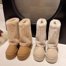 Women Mid-Calf Boots - Màu Khaki - Xem 1