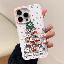 Funda con estampado de árbol de dibujos animados (1 unidad). Teléfono con diseño magnético, compatible con phone 11/12/13/14/15/16/Pro/Plus/Pro y S22/223/824/S25/Ultra/FE y otros modelos. Admite carga inalámbrica. Ideal para regalar a familiares y amigos en ocasiones especiales como Año Nuevo, San Valentín, etc. - Rosa - Ver 1