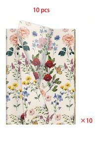 1张/10张/20张/50张野花图案薄纸，尺寸50*35厘米（19.7英寸*13.78英寸），适合DIY手工制作，红色罂粟花印花艺术装饰薄纸，非常适合派对礼物包装、生日礼物包装、花束包装、鞋子和衣服包装、礼品袋填充物，以及各种场合的装饰，如情人节、教师节、感恩节、母亲节、婚礼和生日礼物。 - 彩色 - 查看 10