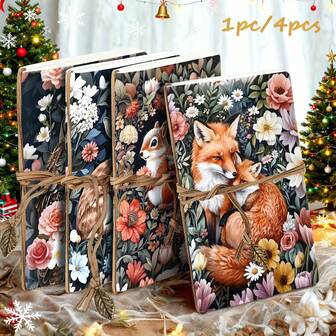1pc, A5, 80 Pages, Animal Forest Sketchbook, Rabbit, Squirrel, Fox, Owl, Bandage Hanging, Blank Picture Notebook, Portable Travel Sketchbook, DIY Diary, Blank Notebook, Great For Writing, Great For Colored Pencils, Oil Paint, Markers And Perfect Gift, Christmas Gift