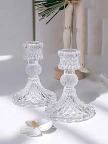 3/2 szt./1 szt. szklanych świeczników, stojące europejskie retro tłoczone kryształowe świeczniki, dekoracja stołu w salonie na walentynki, aromaterapeutyczna podstawa świecy, romantyczna dekoracja - świeczniki i świeczniki do domu, salonu, sypialni, hotelu/restauracji/przestrzeni komercyjnej - idealne na wesela, walentynki i Nowy Rok
