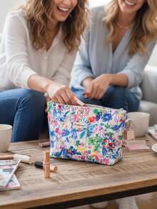 Portable Makeup Bag |Cosmetic Bag | Travel Bag |Travel Supplies| Large Strip Cosmetic Makeup Bag For Girls | Sweet Storage Bag | Teen Girl Gifts Stuff | Summer Makeup Bag For Women | French Style Cosmetic Bag Makeup Supplies, Makeup Tools, Storage Bag, Christmas Gifts, Pouch, Gifts Pouch / Small Handbag, Makeup Organizer, Mini Pouch, Large Capacity Pouch, Pocket, Women's Clutch, Gifts Christmas Gift Ideas For Women - Multicolor - View 2