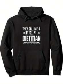 Mens Funny   Gift Hooded Sweatshirt         Saying Soft Plush Hood Drawstring Heavyweight Cotton Pullover For Nutritionists   Gym Black Hoodie With   Text Fall Winter Casual Wear - 款式1 - 查看 1