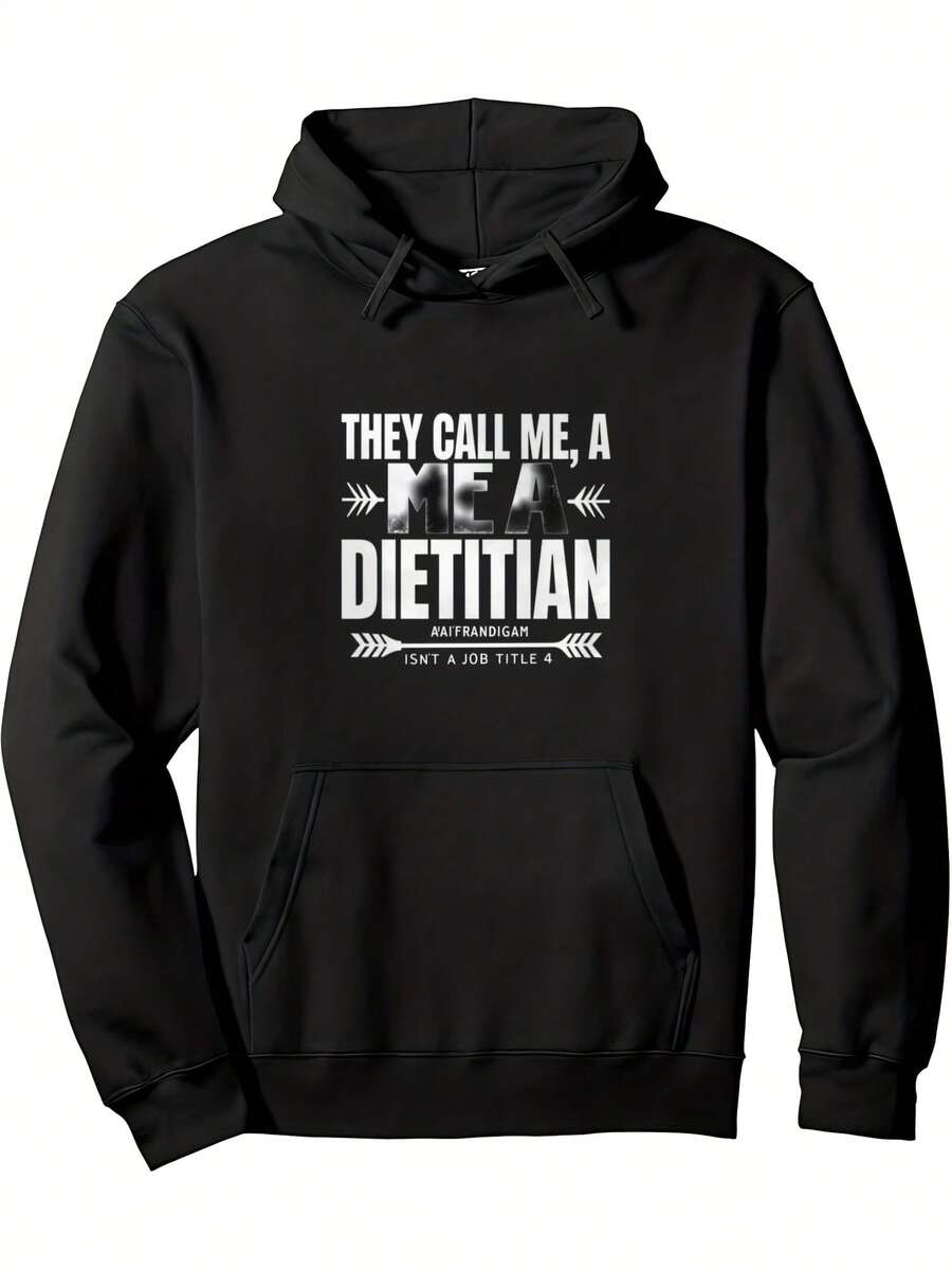 Mens Funny Gift Hooded Sweatshirt Saying Soft Plush Hood Drawstring Heavyweight Cotton Pullover For Nutritionists Gym Black Hoodie With Text Fall Winter Casual Wear - 款式1 - 查看 1