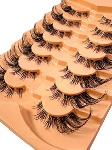 7 Pairs Transparent Meme Lashes Cat Eye False Eyelashes Manga Eyelashes Short Soft 3d Faux Mink Eyelashes Natural Makeup,Gift For Women & Girl,7mm-16mm,False Eyelashes Natural,Ultra-Light,Long-Lasting,Enlarged Double Eye,Handmade,Soft,Skin-Friendly,Individual Lashes,Cat Eye Lashes,Professional,For Women-XF2 - 黑色 - 查看 4