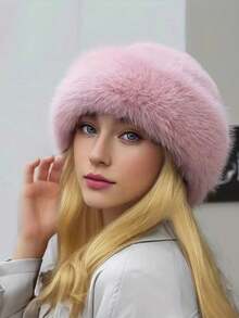 新款蓬松毛绒渔夫帽 保暖巴拿马帽 女士女孩加厚保暖贝雷帽 护耳帽 冬季帽子 女士圣诞礼物 - 彩色 - 查看 10