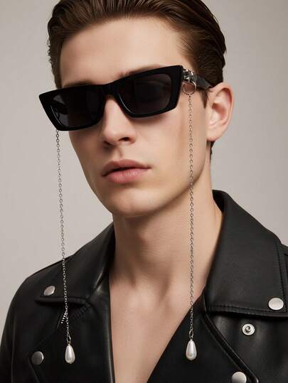 1pc Vintage Aviator Tinted Lens Glasses, Unisex 70s Oversized Tortoiseshell Square Glasses, Retro Round Bio-Acetate Eyeglasses, Y2K Rimless Star Decor Heart Lens