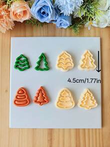 1 pieza Cortador de arcilla polimérica con diseño diferente de árbol de Navidad, molde de corte de arcilla navideña, herramienta de cerámica suave DIY, kit de fabricación de joyas de arcilla polimérica para pendientes, adornos navideños y manualidades festivas, suministros para manualidades
