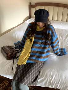 Plaid Skirt, Slimming Knee-Length Plaid Bodycon Skirt - Grey - View 5