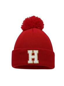 1 件亲子 A-Z 字母针织帽女童帽子儿童无檐帽婴儿配饰儿童帽子弹力学生女孩男孩帽子 - 紅色 - 查看 8